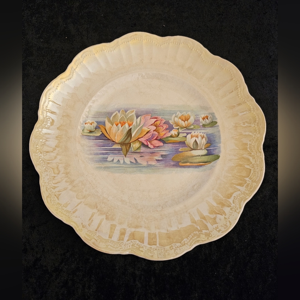 Vintage Limoges China Plate With Hand Painted Water Lillies